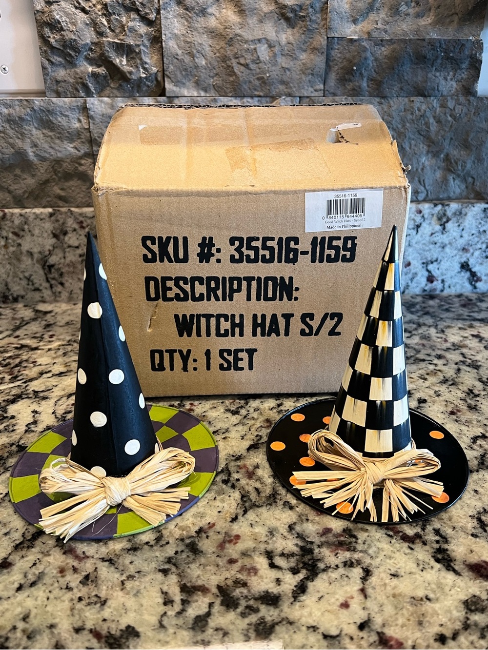 Mackenzie-Childs set of two Good Witch Hats. HTF!  Very good used condition.